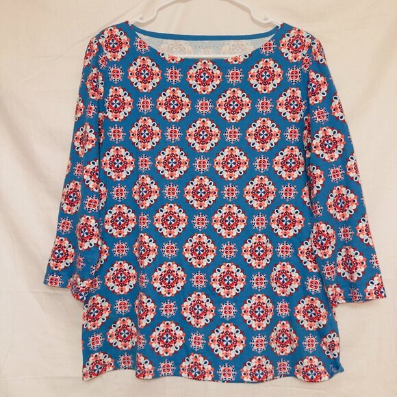 Talbots Pattern Printed Half Sleeve Round Neck Pullover Cotton T-shirt - Picture 1 of 6